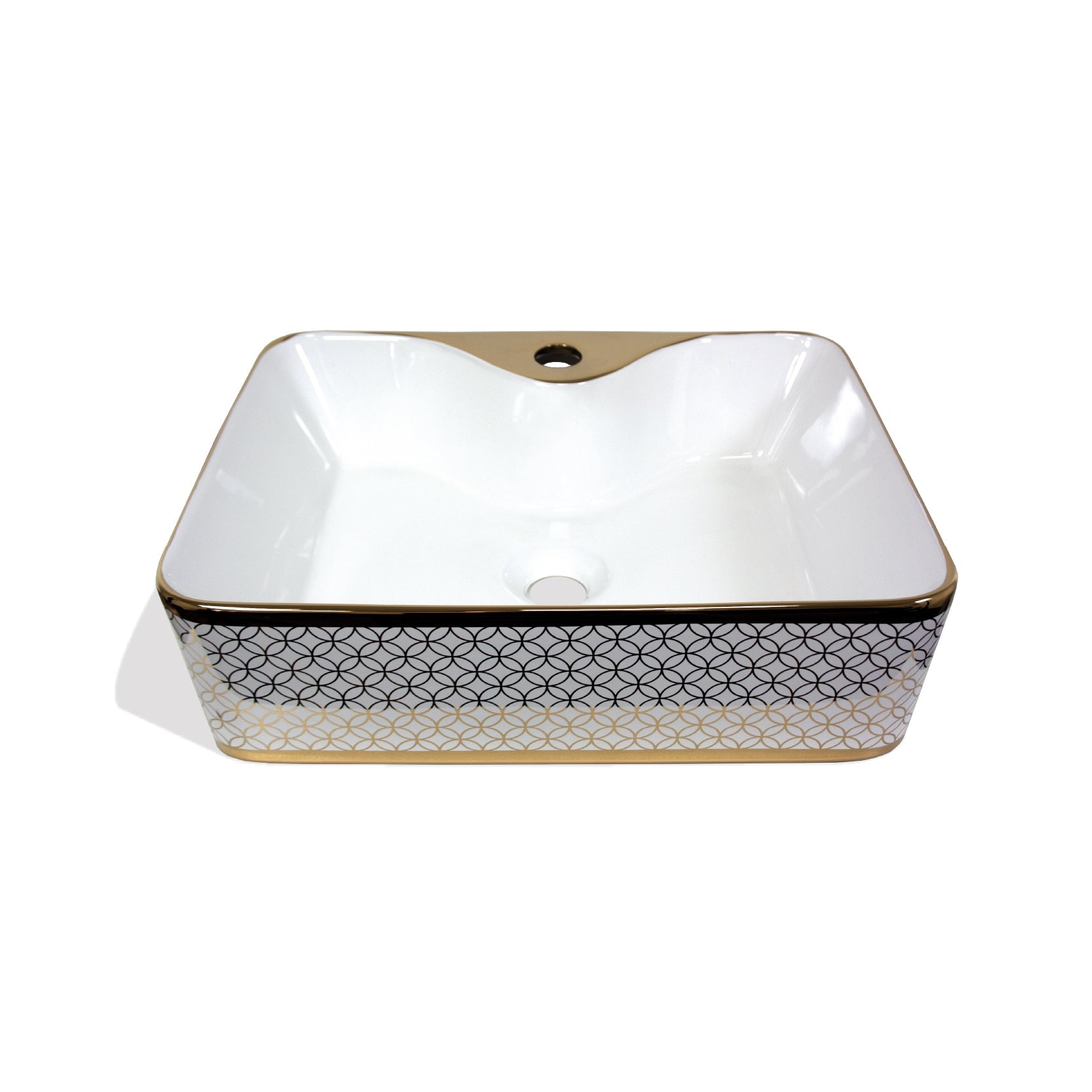 Bowl Loza (526 D) Mod. Cuadrado Dorado Con Blanco 50X40X15 Fratelli